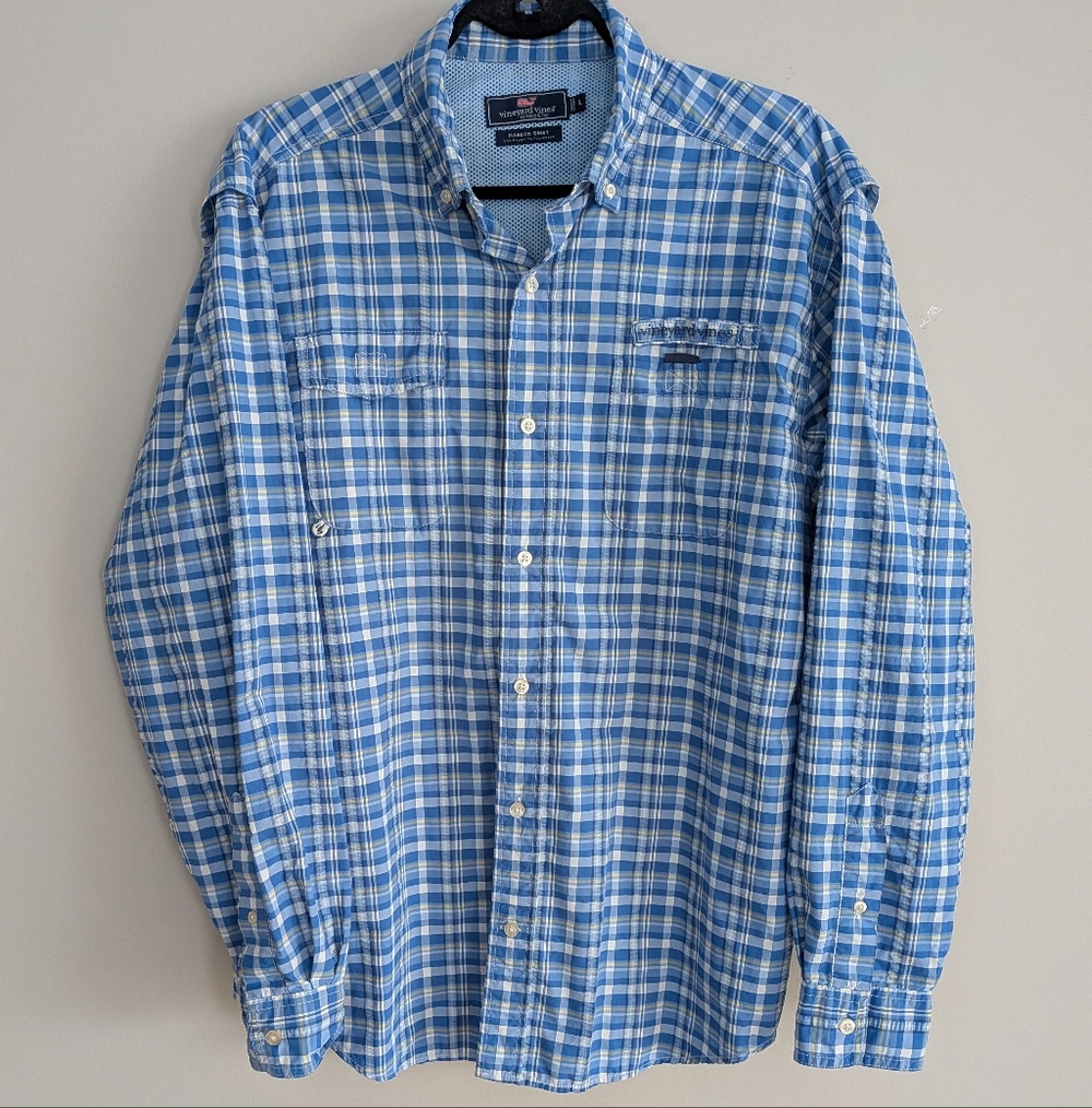 VINEYARD VINES Harbor Shirt Blue Plaid sz L